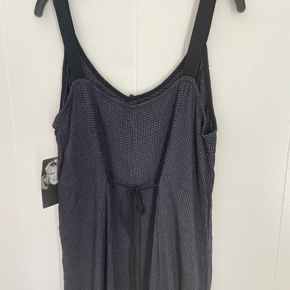 Vtg Zoe Maxi Dress NWT Gray Purple Gingham Rosette Detail Grunge Whimsigoth L - Picture 3 of 9